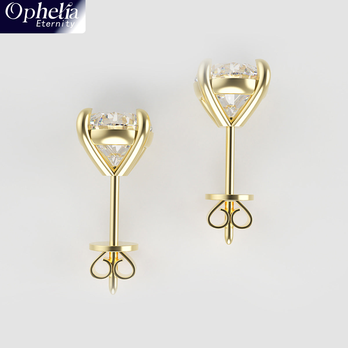 Ophelia Eternity LAB-GROWN Diamond Stud Earrings, 1-2 Carat D Color VVS1 Clarity, Hypoallergenic 9K/14K/18K Gold, for Women & Men，Professional Lab Created, Luxury Jewelry Gift