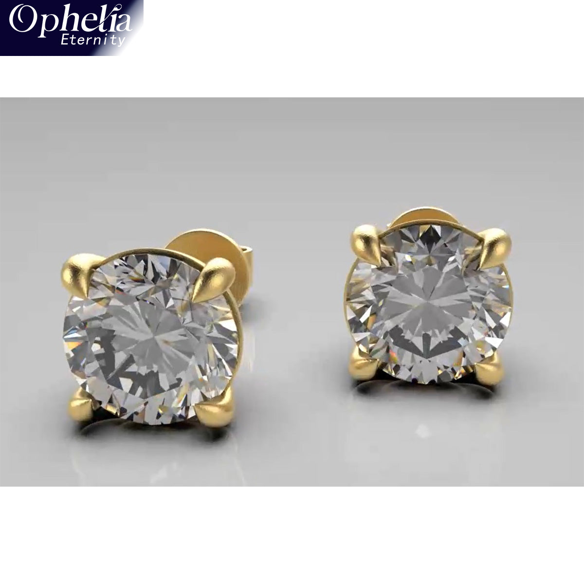 Ophelia Eternity LAB-GROWN Diamond Stud Earrings, 1-2 Carat D Color VVS1 Clarity, Hypoallergenic 9K/14K/18K Gold, for Women & Men，Professional Lab Created, Luxury Jewelry Gift
