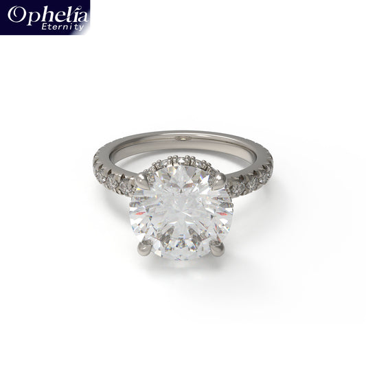 Handmade Platinum Engagement & Wedding Ring - 1CT/2CT/3CT Main Stone, 0.5CT Total Side Stones, Ideal for Proposal & Anniversary