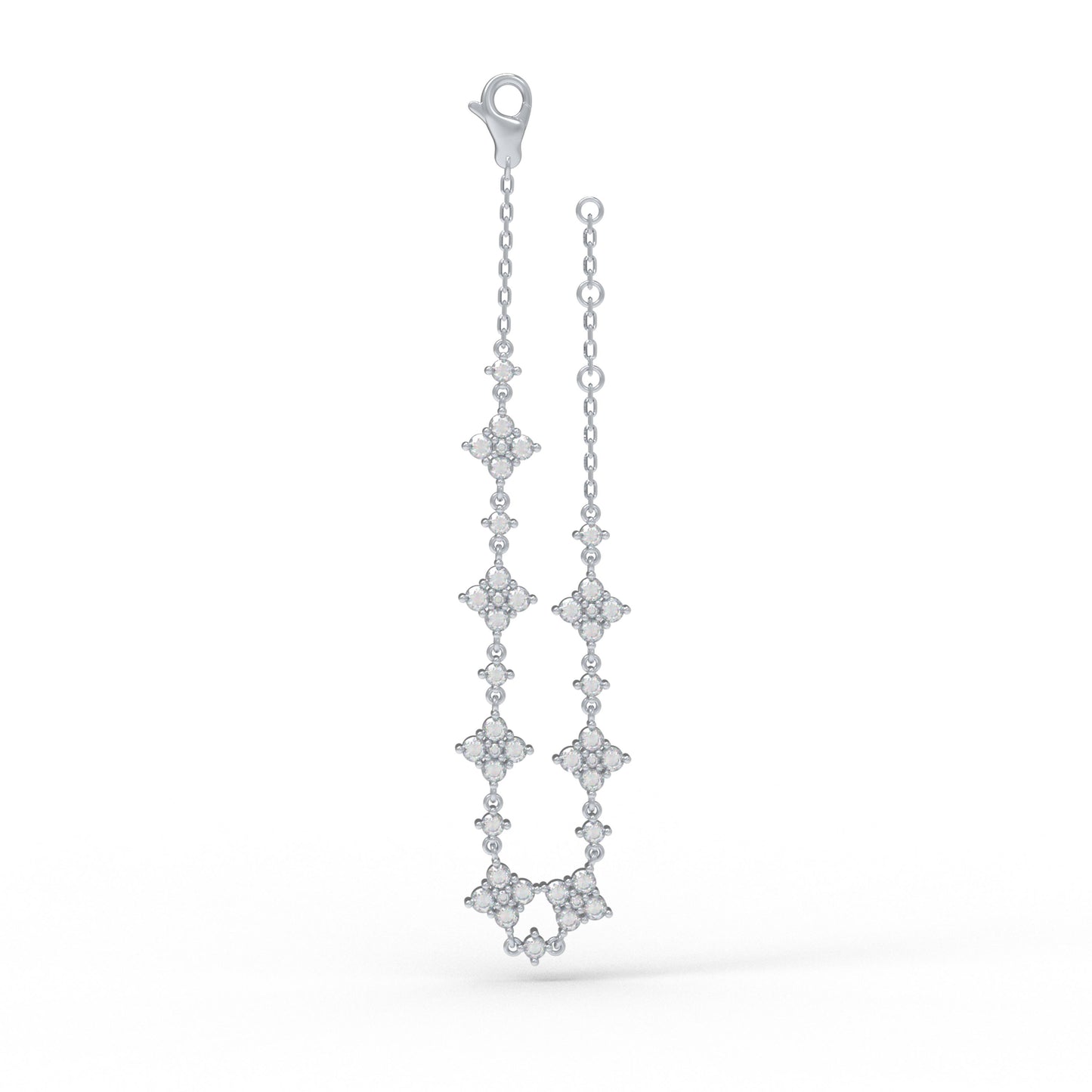 4Leaf Clover Lucky Bracelet – 925 Sterling Silver, Lab-Grown Moissanite, Ideal Gift for Women