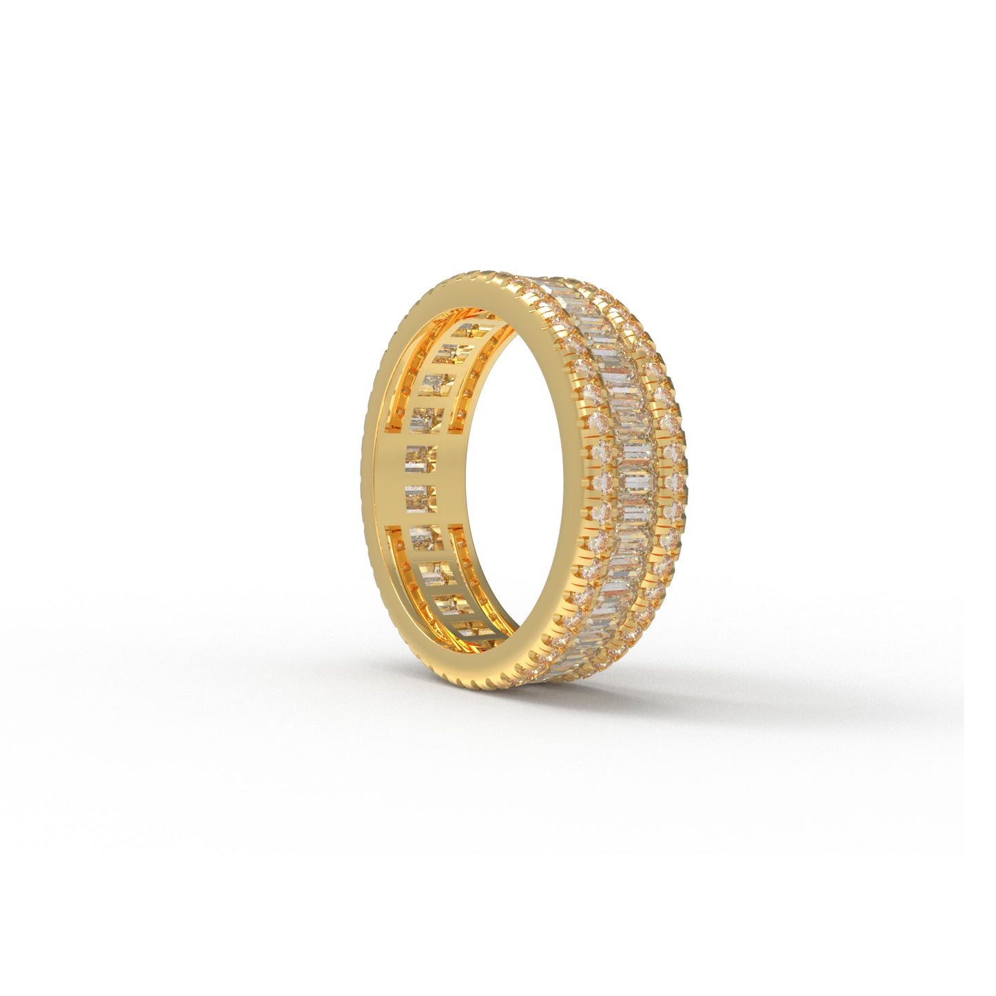 10K/14K/18K Yellow Gold 1CT Round & 2CT Eternity Ring with Fancy Cut Lab Grown Diamonds (D-E Color, VVS1-VVS2 Clarity) - Ideal for Wedding, Proposal, Anniversary