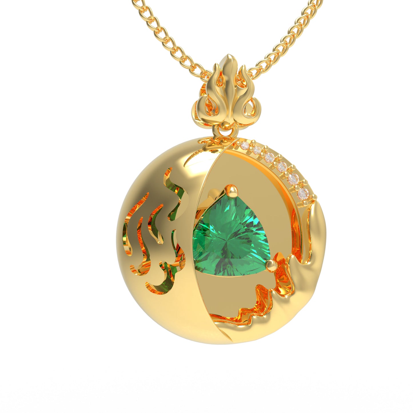 Lab-Grown 1CT Emerald Pendant Necklace with 6 VVS1-VVS2 D-E Color Diamonds, 10K/14K White/Yellow/Rose Gold & Platinum, Perfect Gift for Anniversary/Valentine’s Day/Christmas