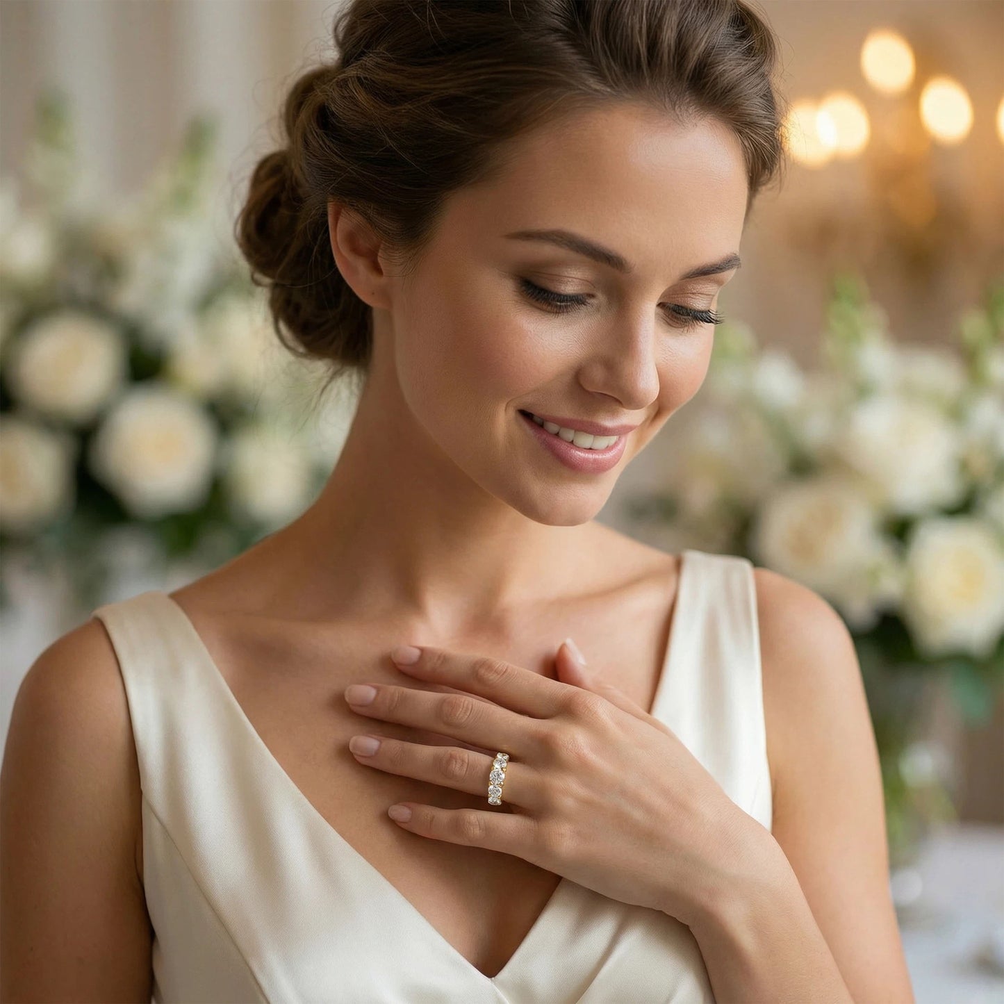 1.8ct Lab Grown Diamond Ring (6 Stones, VVS1-VVS2 D-E Color) in 10K/14K/Yellow Gold, Proposal Wedding Anniversary Band for Women