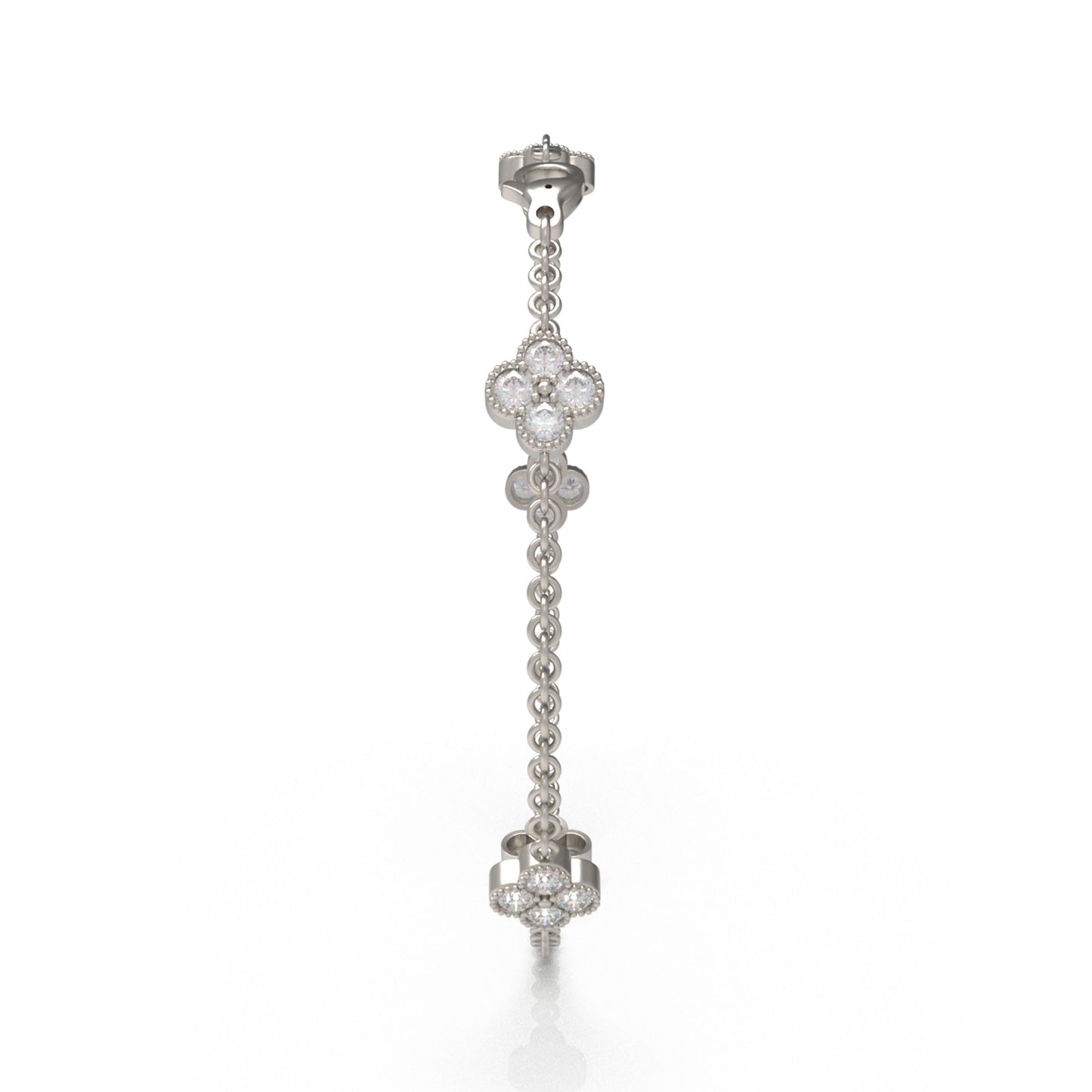 Handmade Four - Leaf Clover Bracelet with Lab - Grown Diamonds (VVS1 - VVS2 Clarity) in Platinum