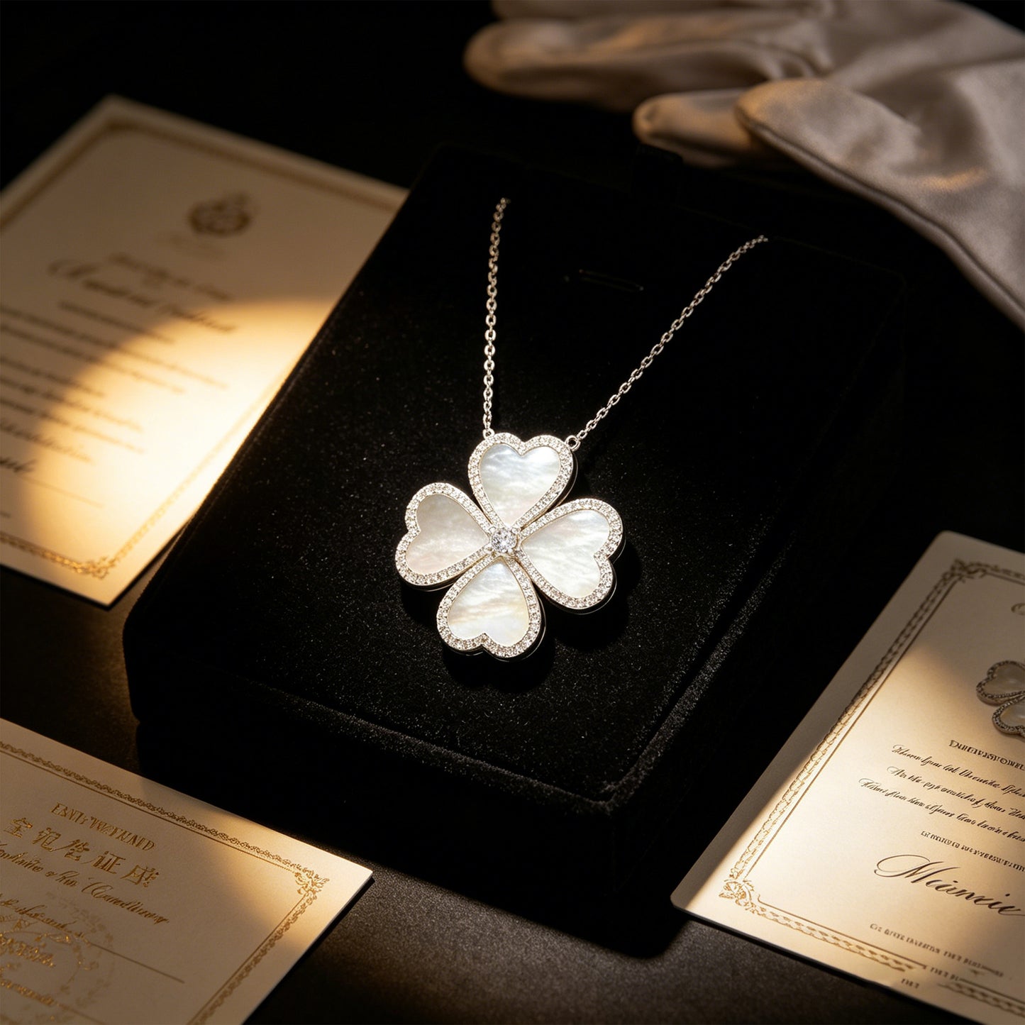 Heart Pendant Necklace, 0.5CT Lab Grown Moissanite with Natural Mother of Pearl, Sterling Silver & Gold Plated Handmade Jewelry