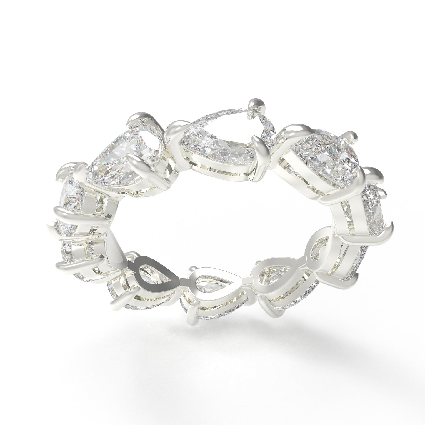 Pear Cut Moissanite Eternity Ring Sterling Silver Wedding Band