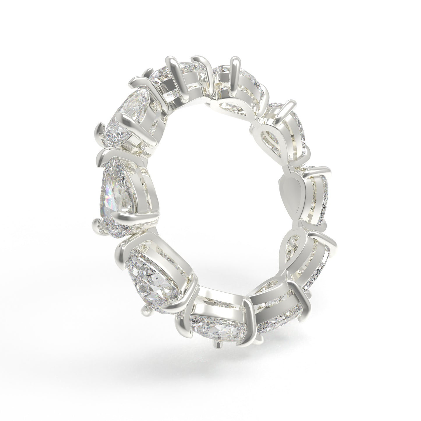 Pear Cut Moissanite Eternity Ring Sterling Silver Wedding Band