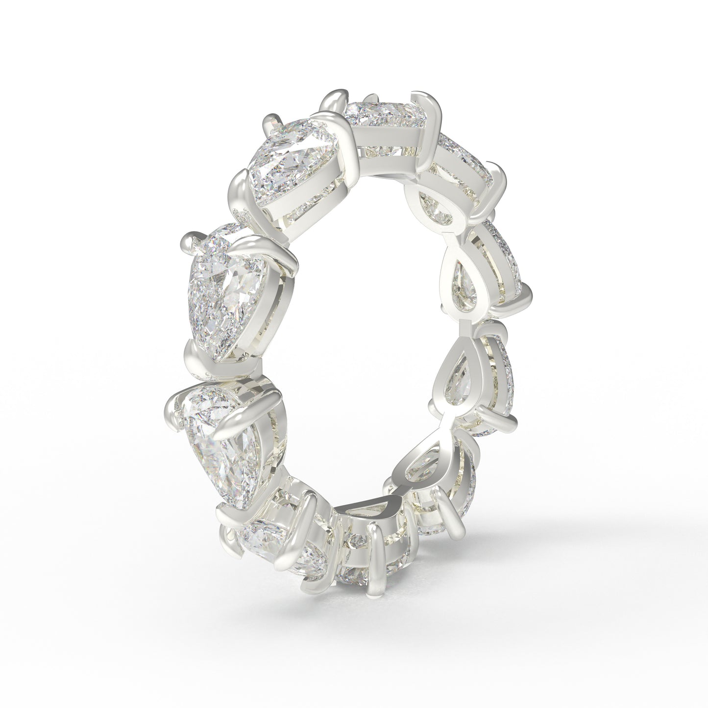 Pear Cut Moissanite Eternity Ring Sterling Silver Wedding Band