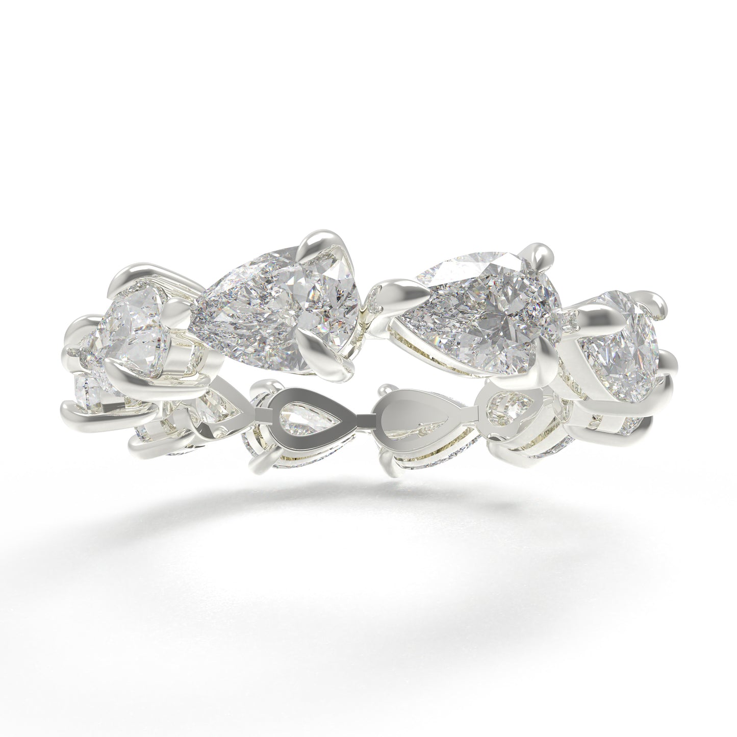 Pear Cut Moissanite Eternity Ring Sterling Silver Wedding Band