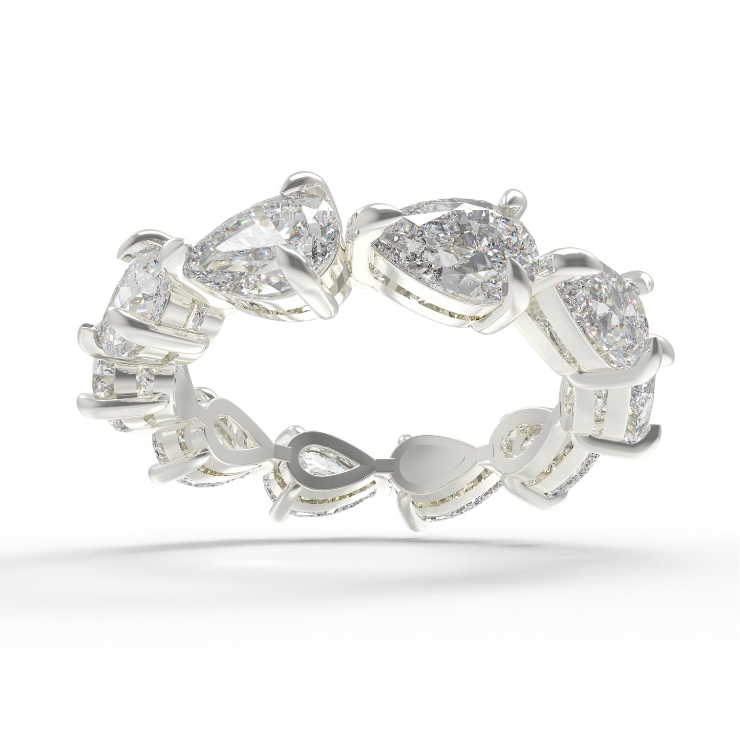 Pear Cut Moissanite Eternity Ring Sterling Silver Wedding Band