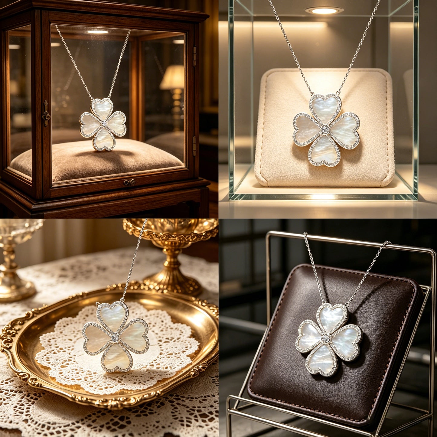 Heart Pendant Necklace, 0.5CT Lab Grown Moissanite with Natural Mother of Pearl, Sterling Silver & Gold Plated Handmade Jewelry