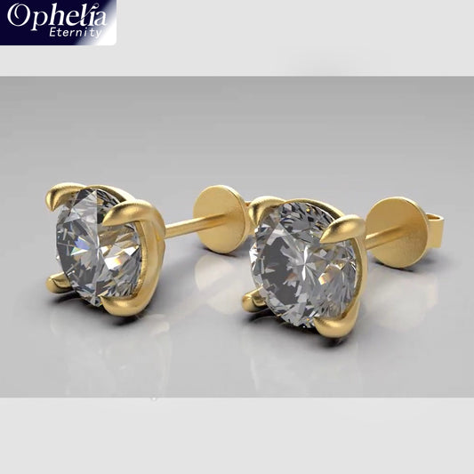 Ophelia Eternity LAB-GROWN Diamond Stud Earrings, 1-2 Carat D Color VVS1 Clarity, Hypoallergenic 9K/14K/18K Gold, for Women & Men，Professional Lab Created, Luxury Jewelry Gift