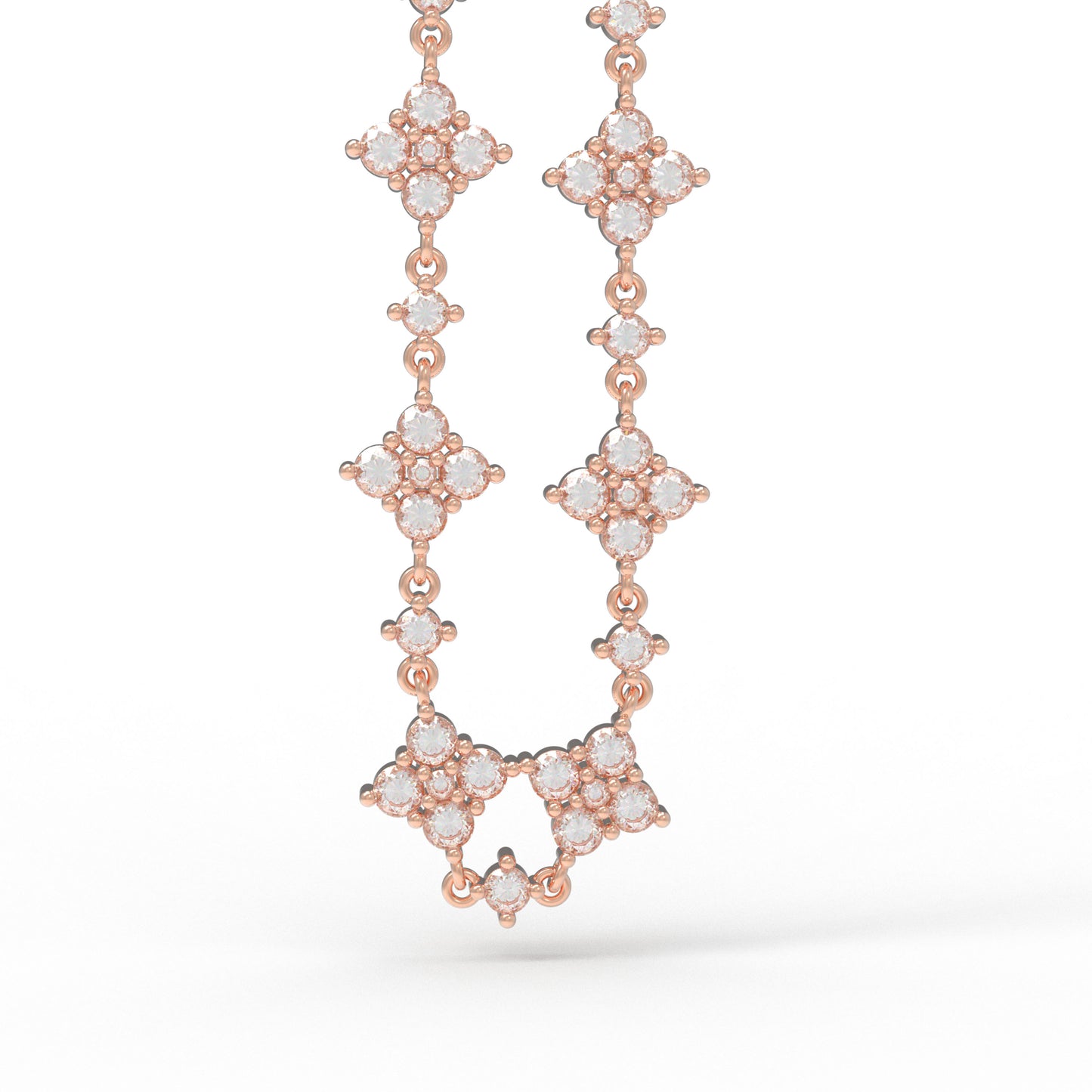 Ophelia Eternity Women's Rose Gold Four Leaf Clover Bracelet | 2ct/3ct Lab Diamond | Adjustable Lucky Jewelry for Anniversary, Mother's Day Gift