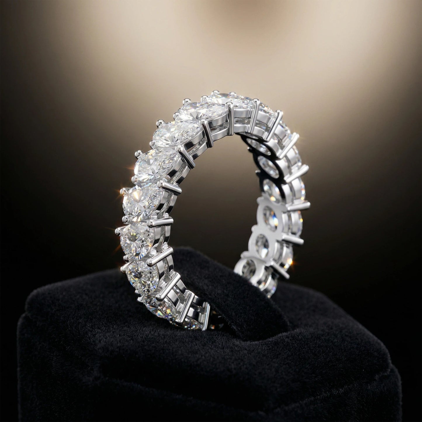 925 Sterling Silver Pear Cut Lab Created Moissanite Eternity Band 3CT Wedding Anniversary Ring