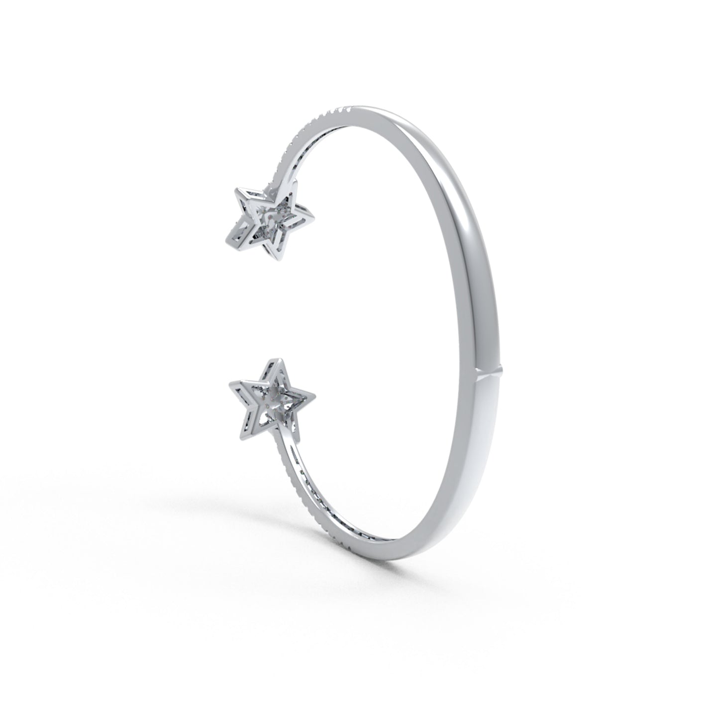 Sterling Silver Star Cuff Bangle, 1ct VS1 D-E Moissanite, Gift for Women