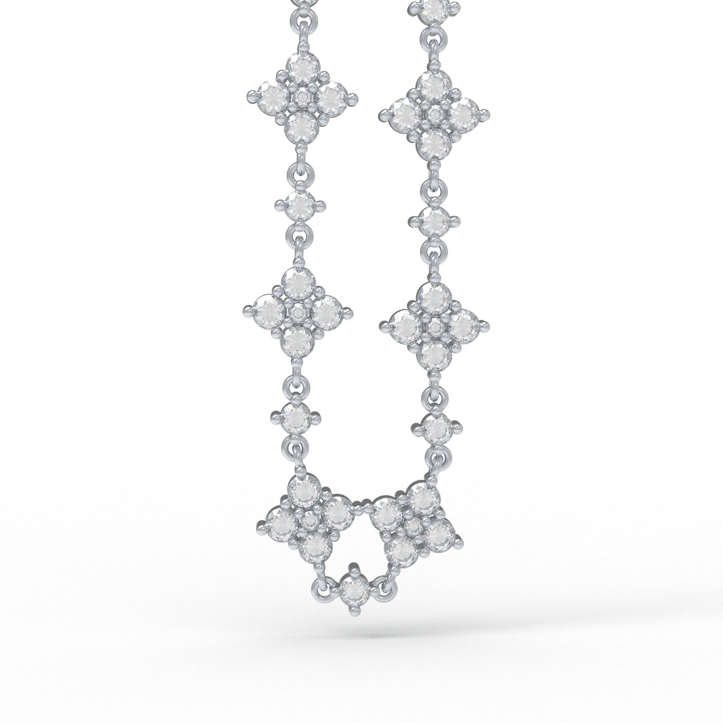 4Leaf Clover Lucky Bracelet – 925 Sterling Silver, Lab-Grown Moissanite, Ideal Gift for Women