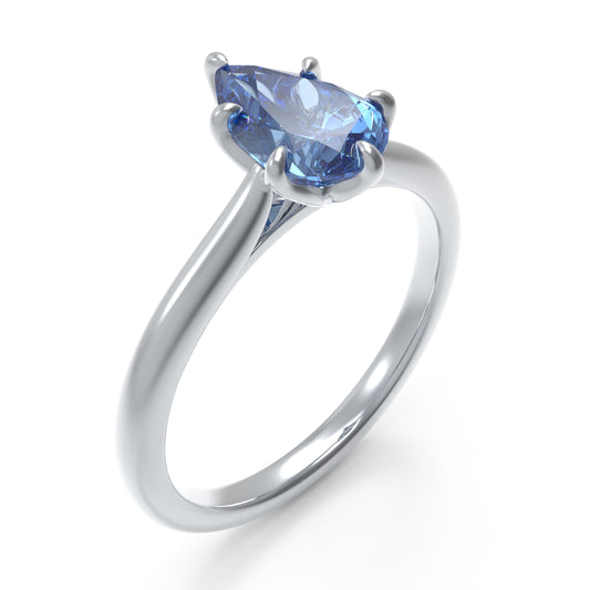 2ct Lab-Grown Lab-grown sapphire Gemstone Ring 10K/14K White Gold & 950 Platinum | Anniversary Engagement Wedding Gift