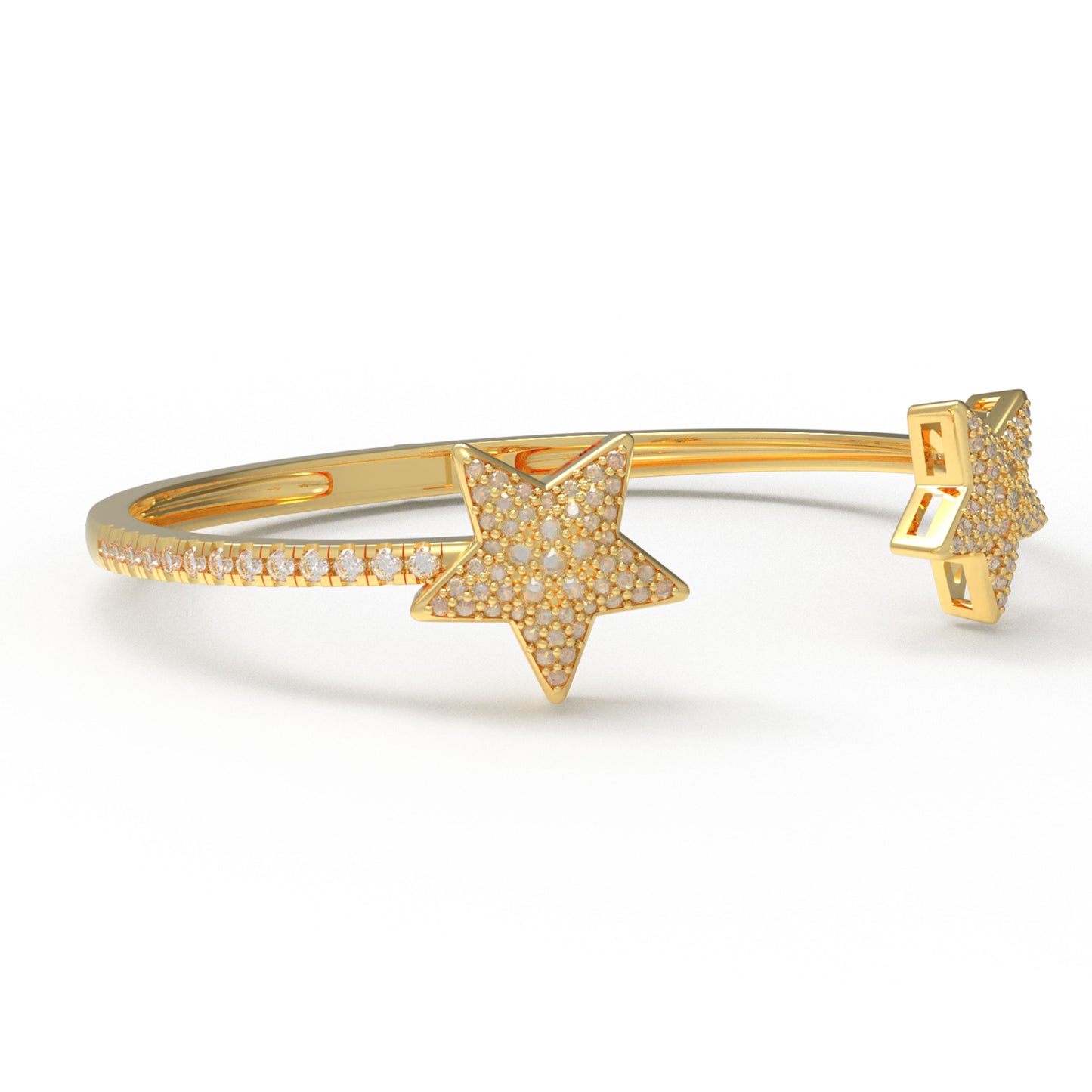 10K/14K Yellow Gold 5-Star Bracelet with 128 Lab-Grown Diamonds (VVS1-VVS2, D-E) | Stackable Fine Jewelry Gift for Women, Anniversary, Mother's Day, Christmas