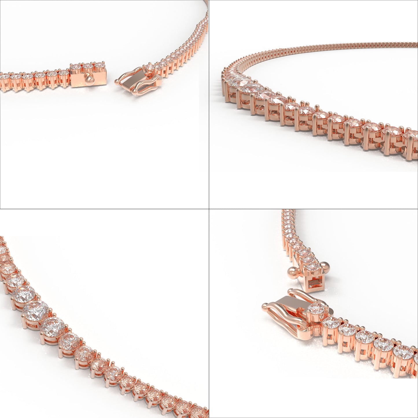 Lab-Grown Diamond Necklace, 8ct/10ct D-E Color VVS1-VVS2, 10K/14K Rose Gold, 16 Inch Elegant Gift for Women