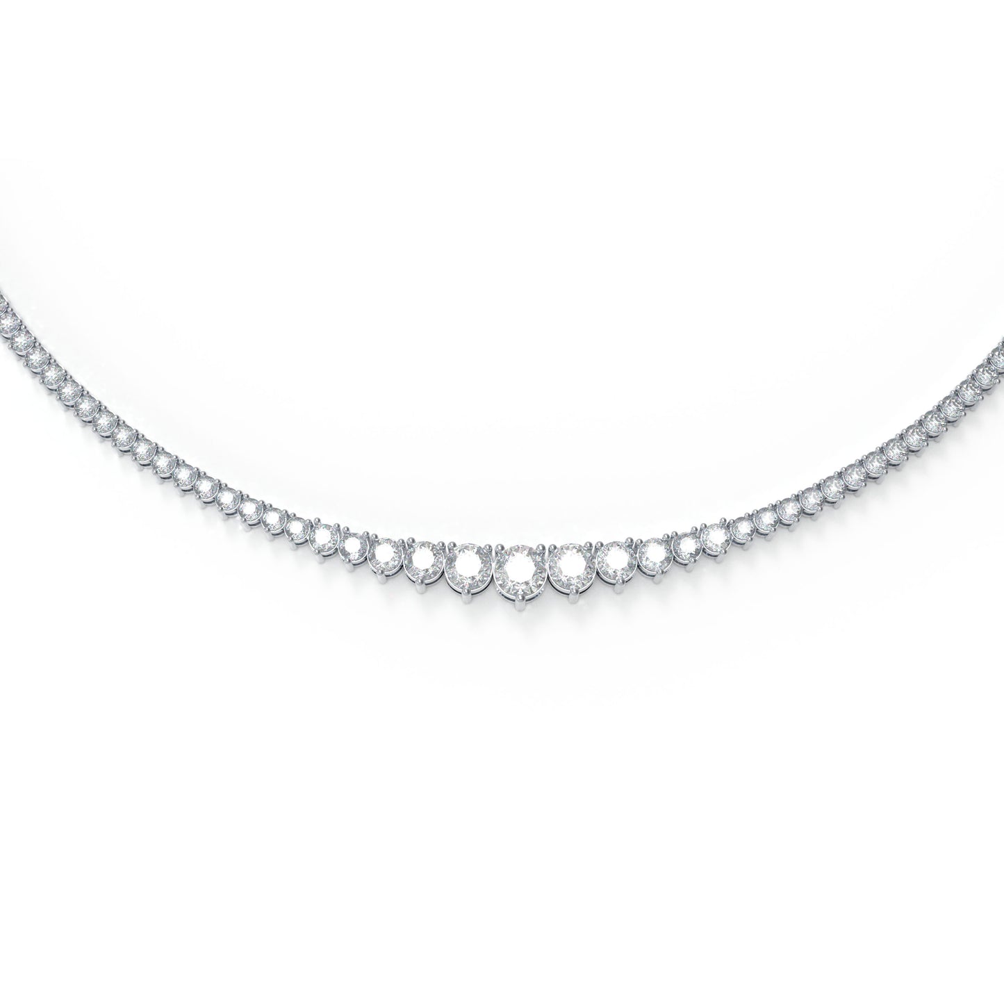 Ophelia Eternity Lab-Grown Diamond Necklace, 8ct/10ct D-E Color VVS1-VVS2, 10K/14K White Gold or 950 Platinum, 16 Inch, Anniversary/Wedding Gift for Women