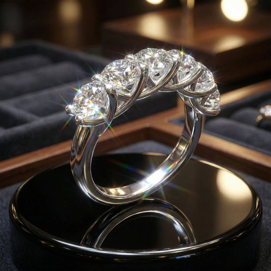 6-Piece 1.8ct Brilliant Cut Moissanite Ring in 925 Sterling Silver, Anniversary & Engagement Gift for Her, Wife, Girlfriend