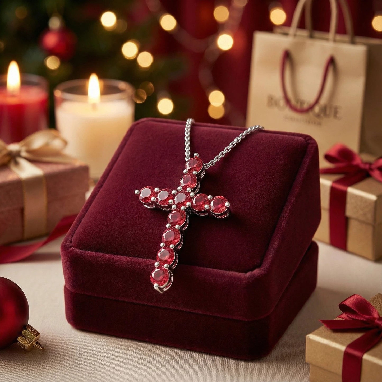 925 Sterling Silver Pendant Necklace with 1ct Lab-Created Rubies (11 Round 3mm) - 450mm Chain, Anniversary & Valentine's Day Gift for Her