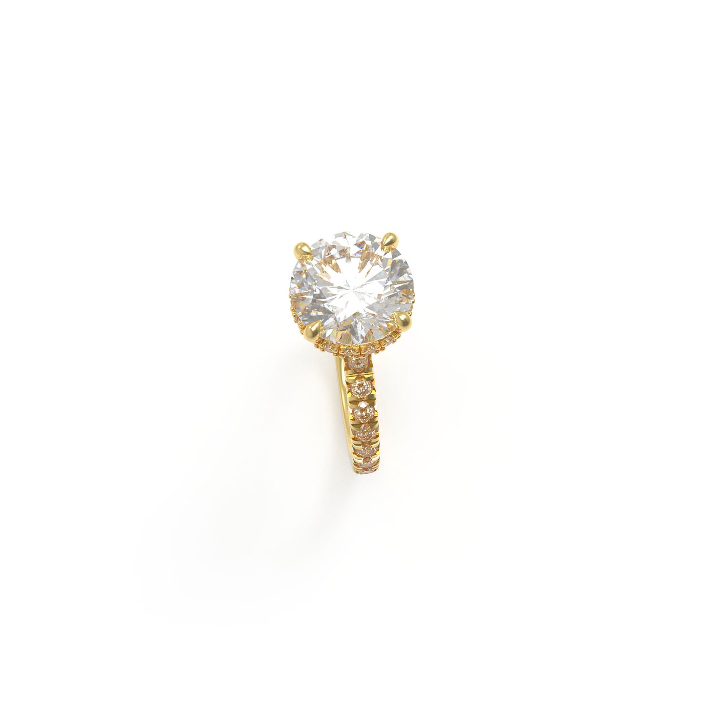 Handmade Gold Engagement and Wedding Ring - 1CT/2CT/3CT Main Stone, 0.5CT Side Stones, 9K/14K/18K Yellow Gold Options