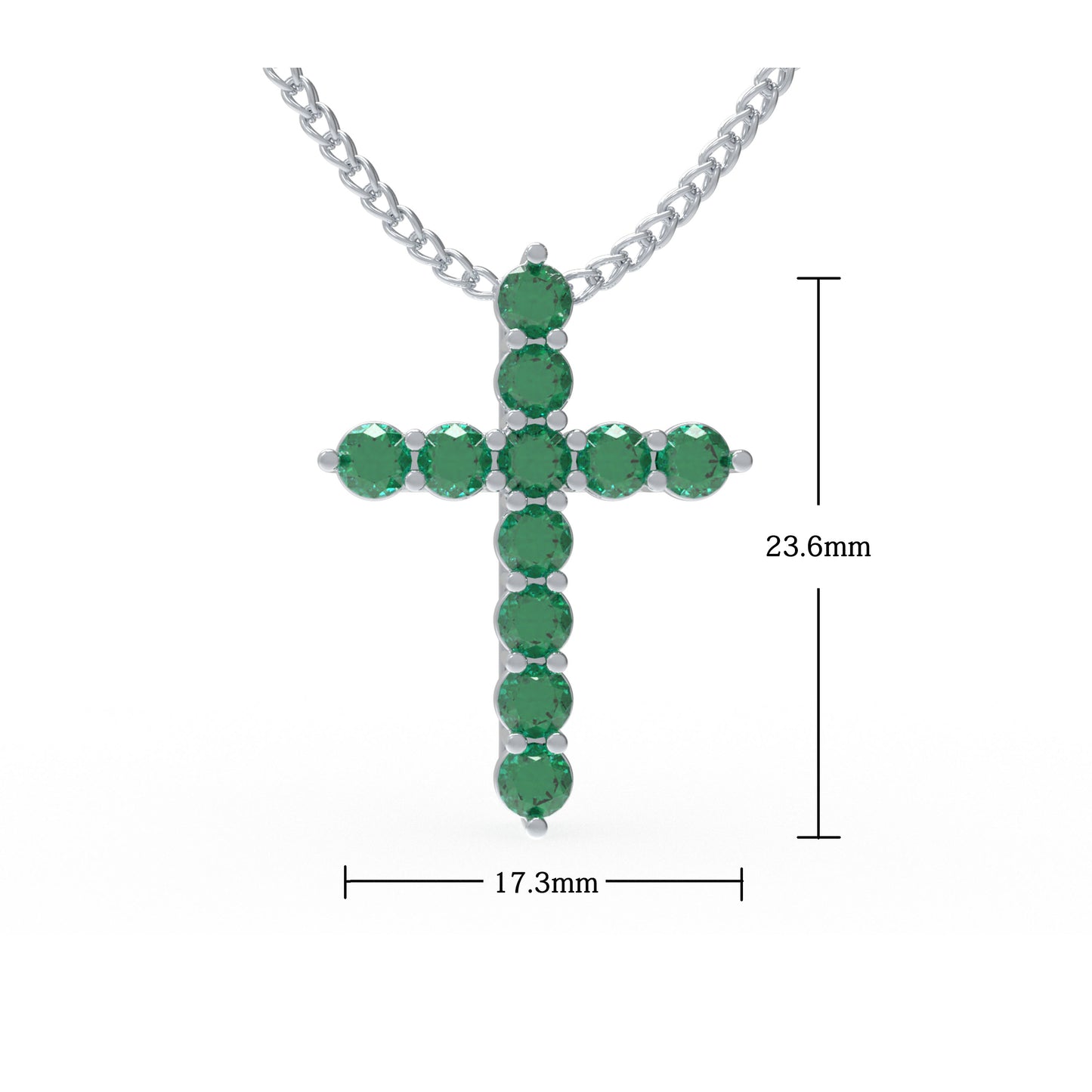 925 Sterling Silver Pendant Necklace with 1ct Lab-Created Emeralds (11 Round 3mm) - 450mm Chain, Elegant Gift for Women, Anniversary & Birthday Present