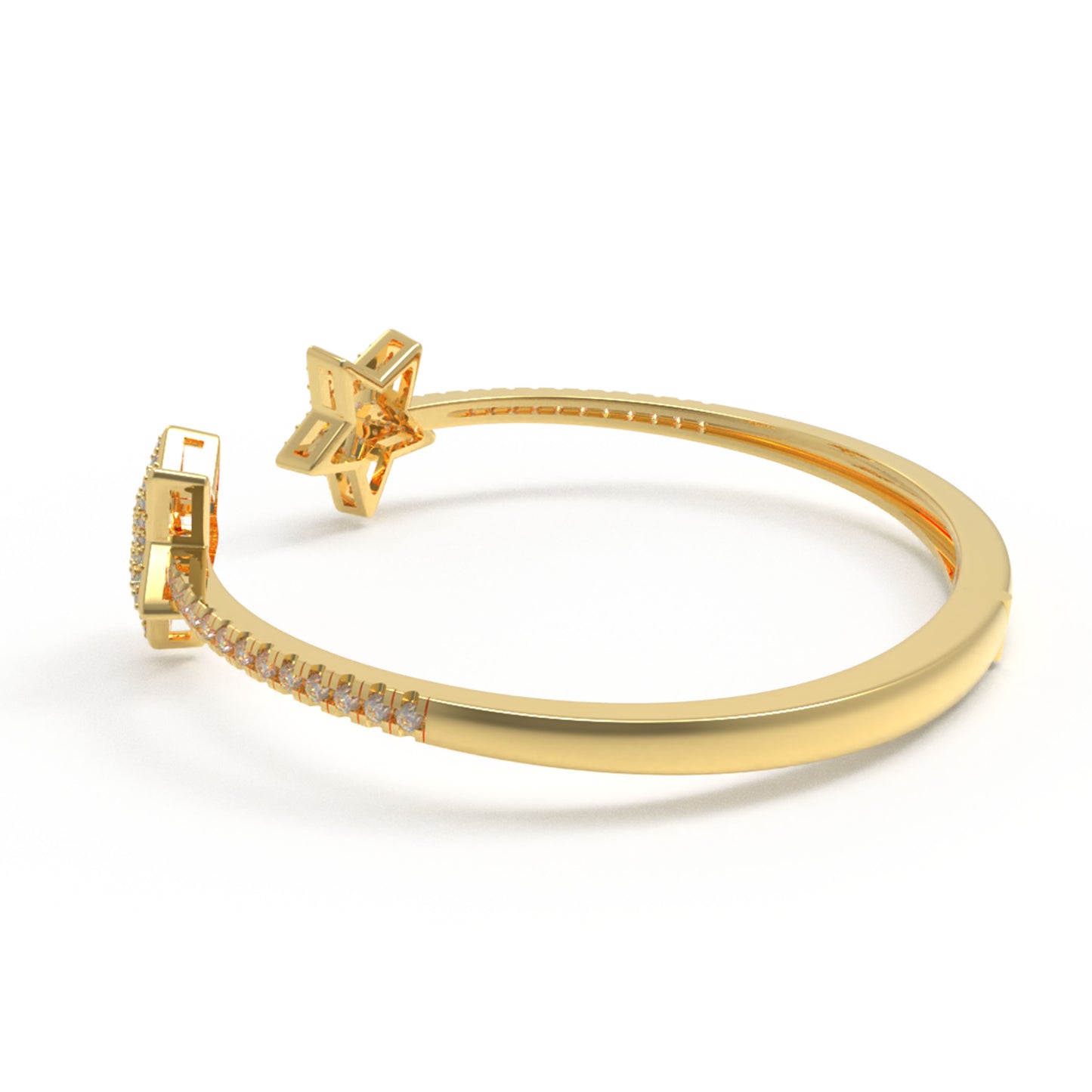 10K/14K Yellow Gold 5-Star Bracelet with 128 Lab-Grown Diamonds (VVS1-VVS2, D-E) | Stackable Fine Jewelry Gift for Women, Anniversary, Mother's Day, Christmas