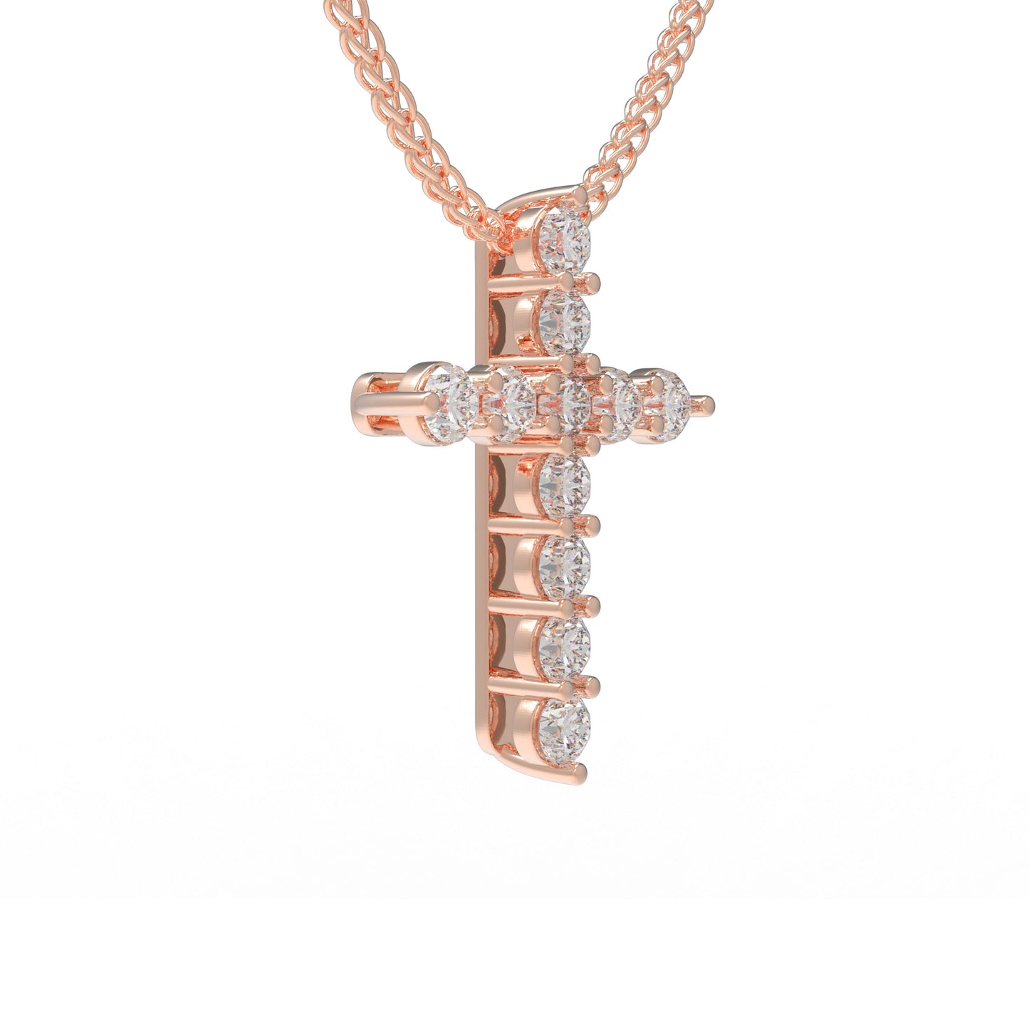 10K/14K Rose Gold Pendant Necklace with 1ct Lab-Created Diamonds (11 Round 3mm, VVS1-VVS2 D-E) - 450mm Chain, Gift for Her