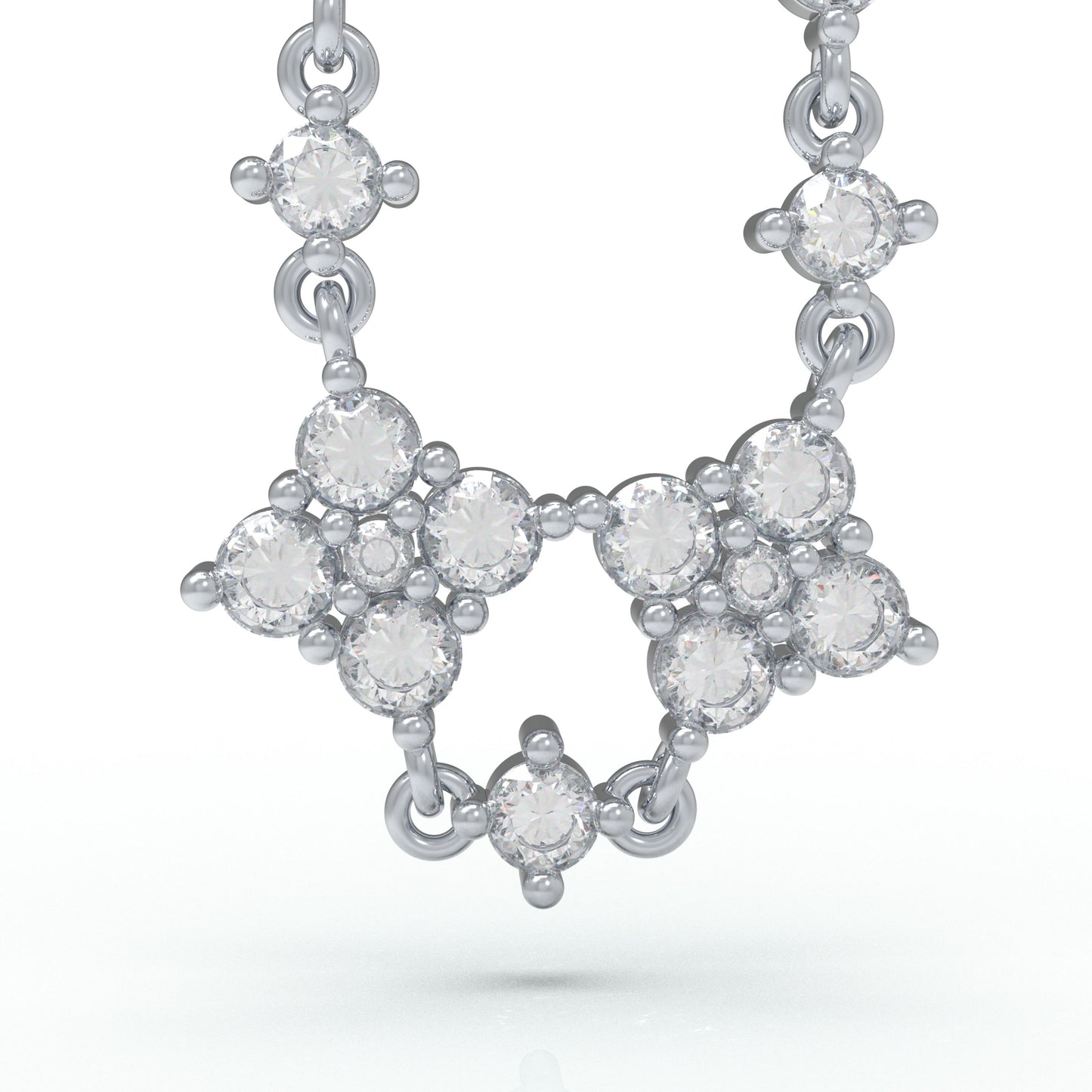 Ophelia Eternity Women's White Gold or 950 Platinum Four Leaf Clover Bracelet | 2ct/3ct Lab Diamond | Adjustable Lucky Jewelry for Anniversary, Mother's Day Gift