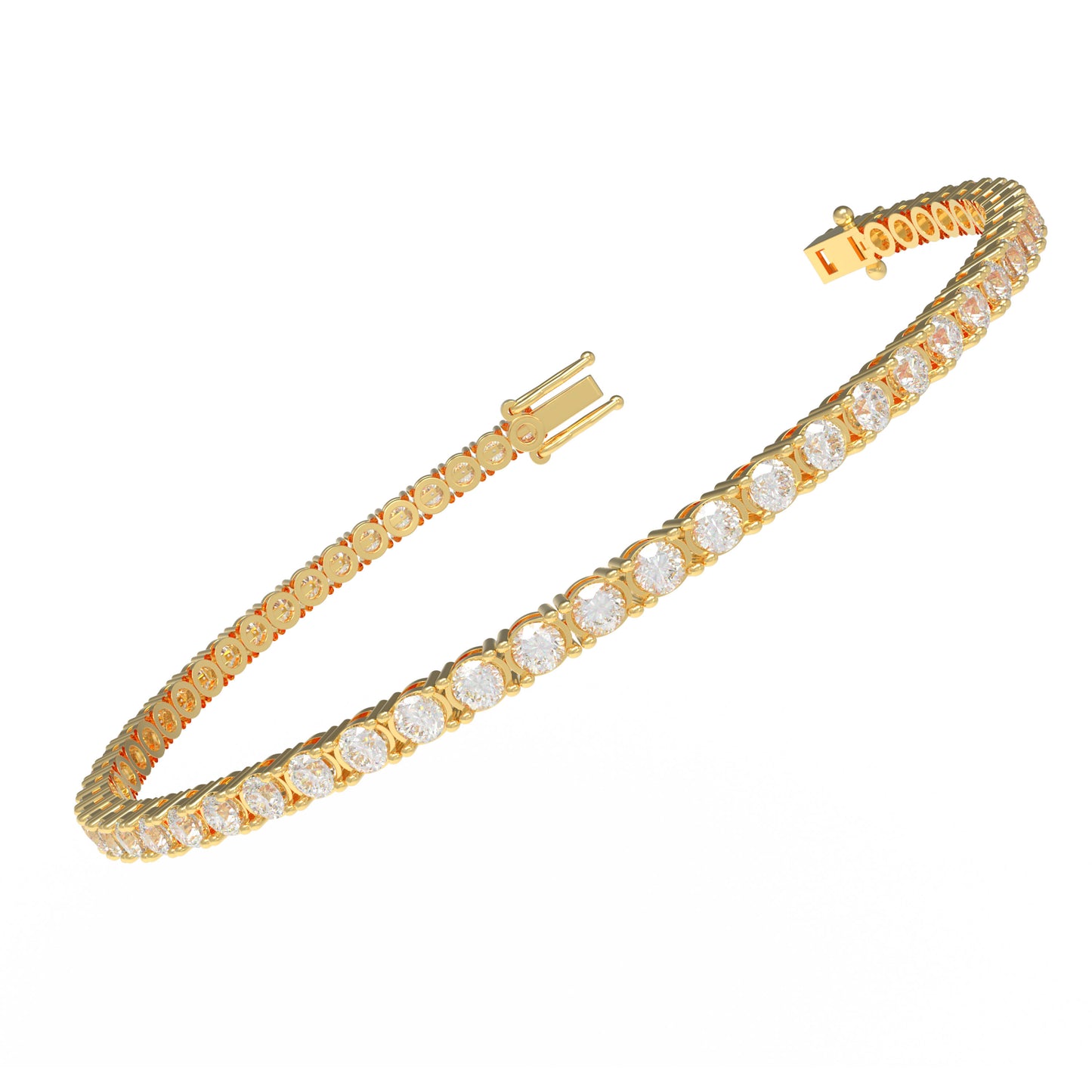 Handmade 6ct/8ct/10ct Lab-Grown Diamond Tennis Bracelet - 10K/14K Yellow Gold, 4-Prong, D-VS2/SI1, Free Engraving