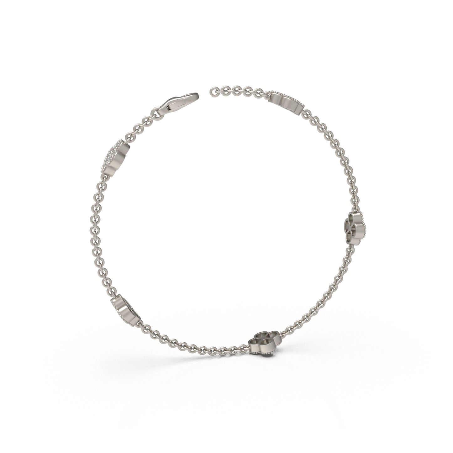Handmade Four - Leaf Clover Bracelet with Lab - Grown Diamonds (VVS1 - VVS2 Clarity) in Platinum