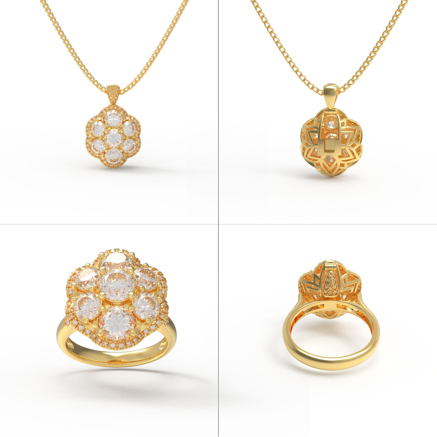 2-in-1 Convertible Lab Grown Diamond Jewelry Set: Pendant Necklace & Ring (10K/14K Yellow Gold, VVS1-VVS2 D-E Color, Handcrafted Luxury)