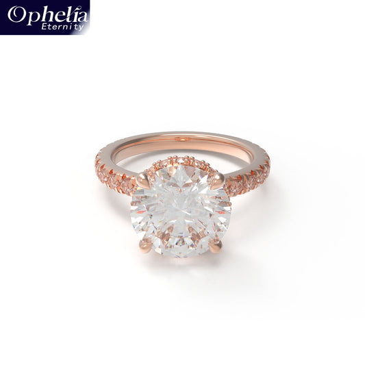 Handmade Rose Gold Engagement & Wedding Ring - 1CT/2CT/3CT Main Stone, 0.5CT Side Stones, 9K/14K/18K Rose Gold Options