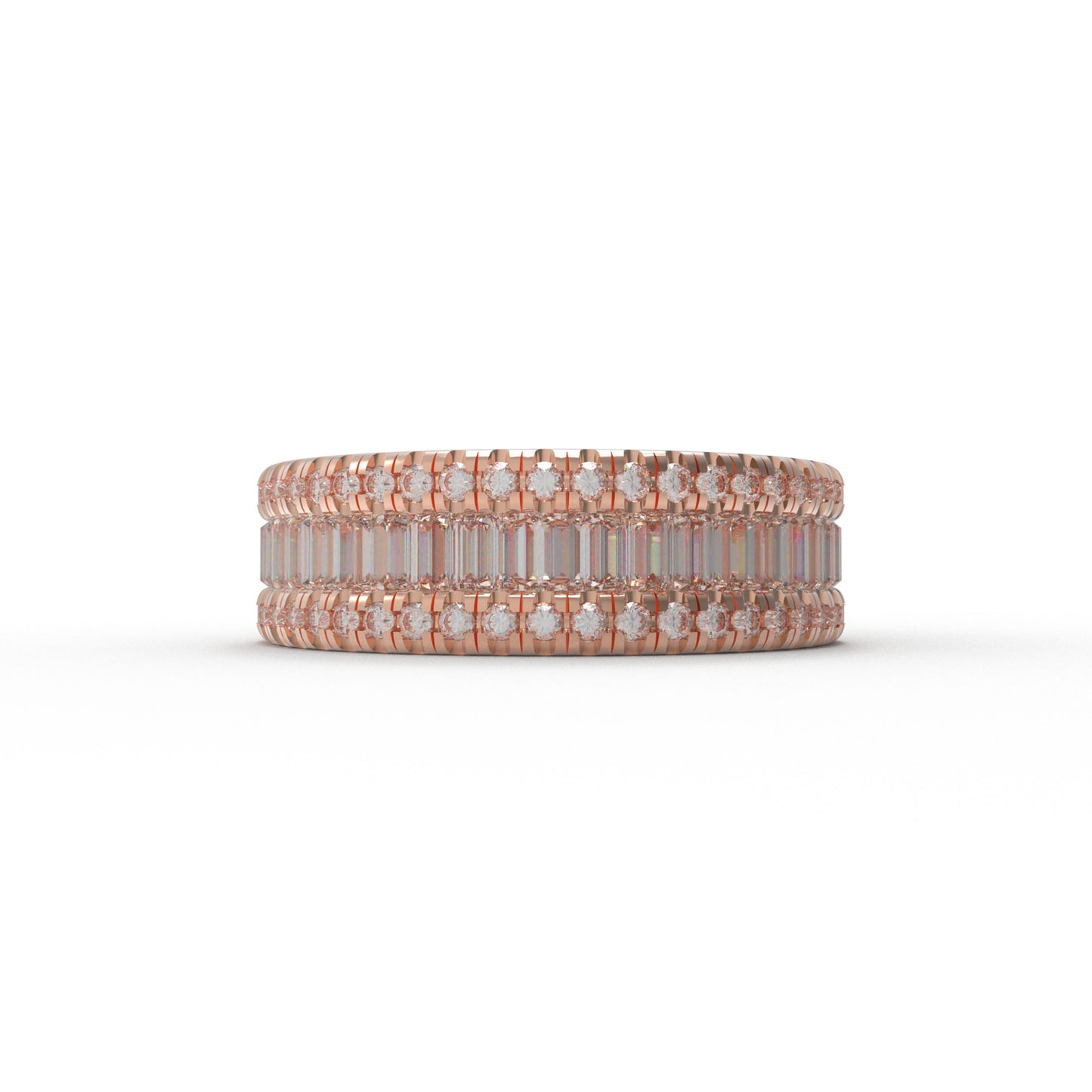 10K/14K/18K Rose Gold 1CT Round & 2CT Eternity Ring with Fancy Cut Lab Grown Diamonds (D-E Color, VVS1-VVS2 Clarity) - Ideal for Wedding, Proposal, Anniversary