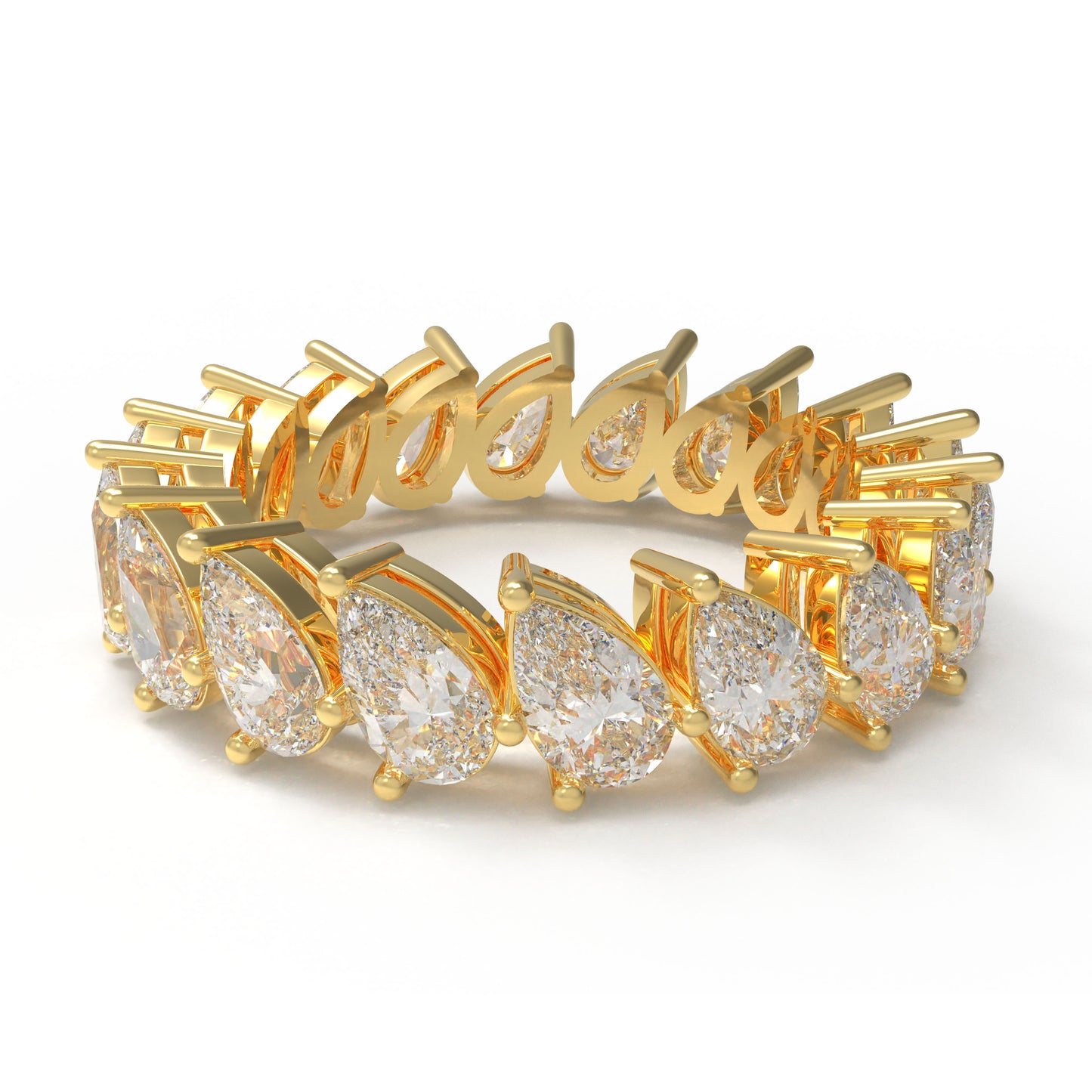 10K/14K Yellow Gold Pear Lab Grown Diamond Eternity Band 3CT Wedding Proposal Anniversary Ring