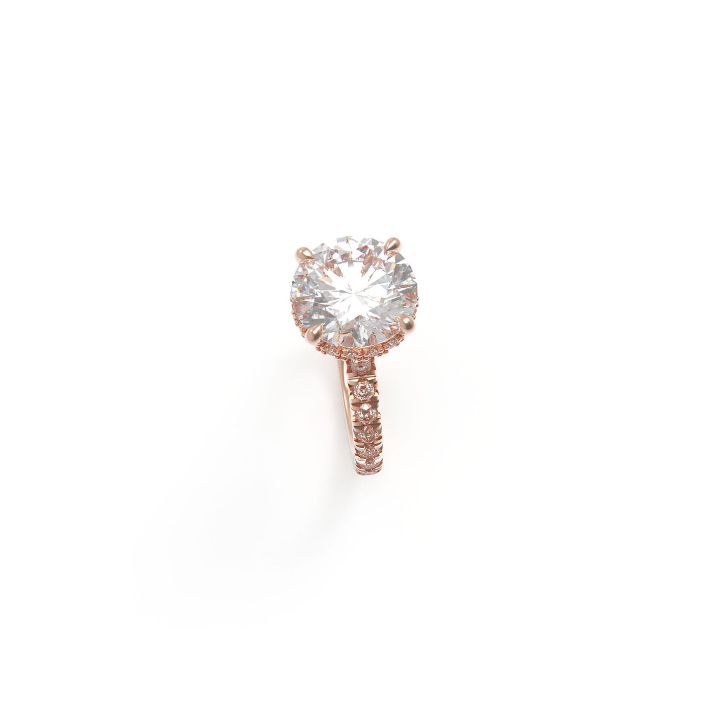 Handmade Rose Gold Engagement & Wedding Ring - 1CT/2CT/3CT Main Stone, 0.5CT Side Stones, 9K/14K/18K Rose Gold Options