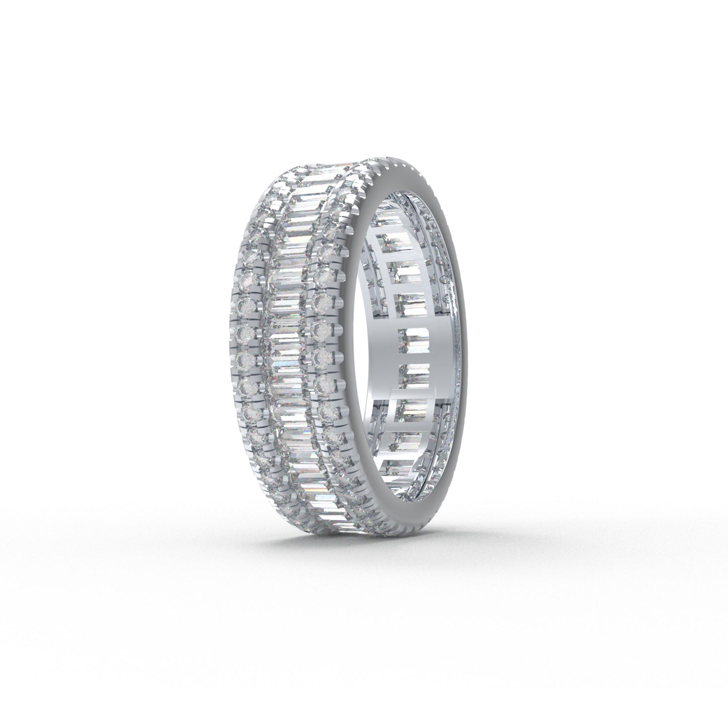 10K/14K/18K White Gold  Or Platinum 1CT Round & 2CT Eternity Ring with Fancy Cut Lab Grown Diamonds (D-E Color, VVS1-VVS2 Clarity) - Ideal for Wedding, Proposal, Anniversary