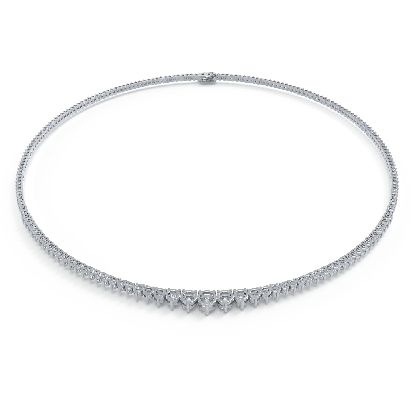 Ophelia Eternity Lab-Grown Diamond Necklace, 8ct/10ct D-E Color VVS1-VVS2, 10K/14K White Gold or 950 Platinum, 16 Inch, Anniversary/Wedding Gift for Women
