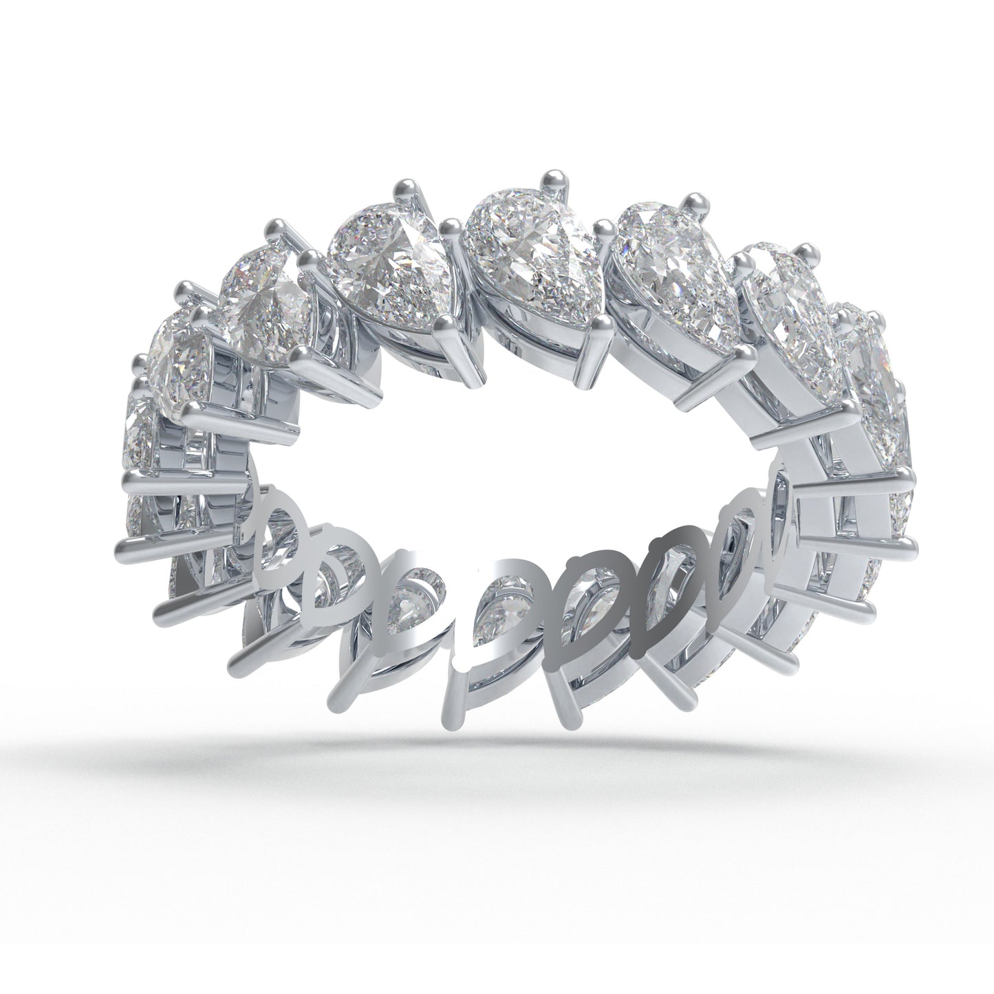 10K/14K White Gold PT950 Platinum Pear Lab Grown Diamond Eternity Band 3CT Wedding Anniversary Ring