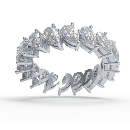 10K/14K White Gold PT950 Platinum Pear Lab Grown Diamond Eternity Band 3CT Wedding Anniversary Ring