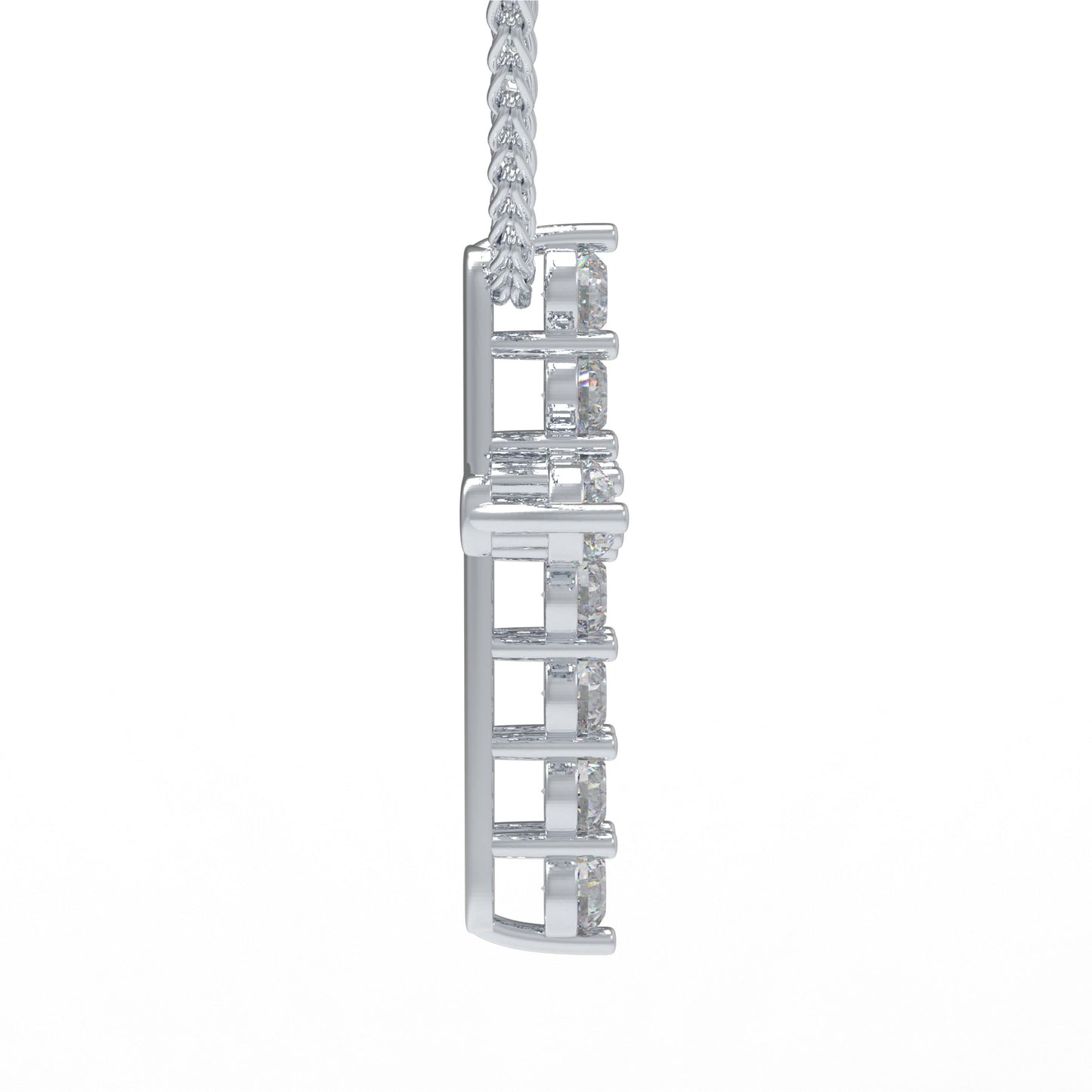 Lab-Grown Diamond Cross Necklace in White Gold/Platinum, Gift for Her