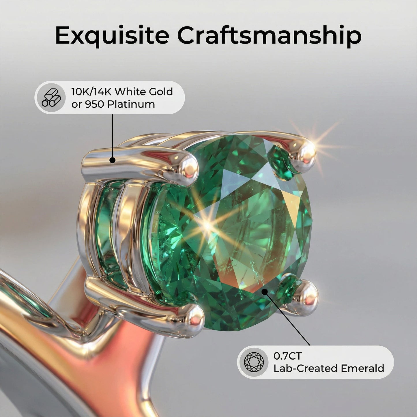 925 Sterling Silver Pendant Necklace with 1ct Lab-Created Emeralds (11 Round 3mm) - 450mm Chain, Elegant Gift for Women, Anniversary & Birthday Present