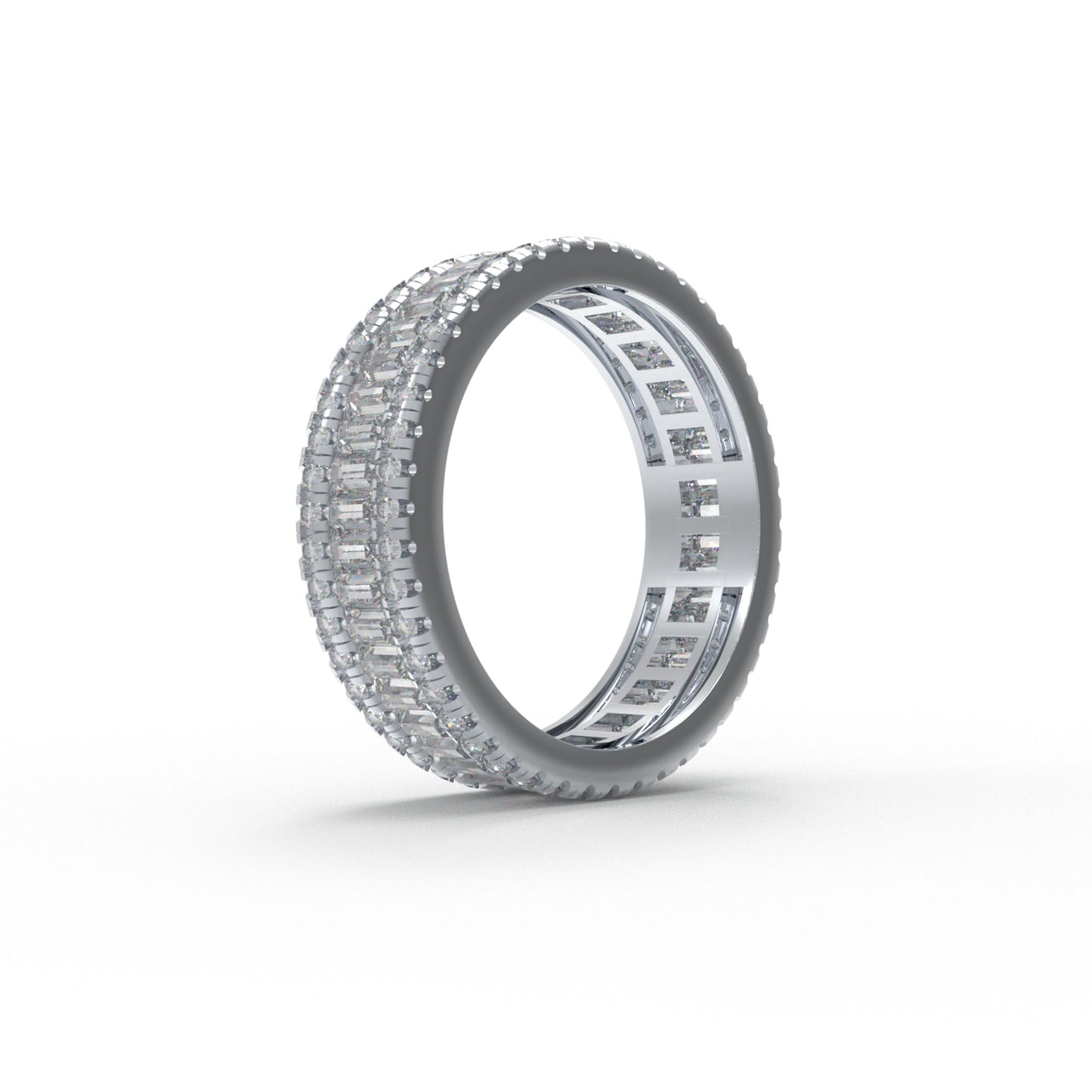 10K/14K/18K White Gold  Or Platinum 1CT Round & 2CT Eternity Ring with Fancy Cut Lab Grown Diamonds (D-E Color, VVS1-VVS2 Clarity) - Ideal for Wedding, Proposal, Anniversary