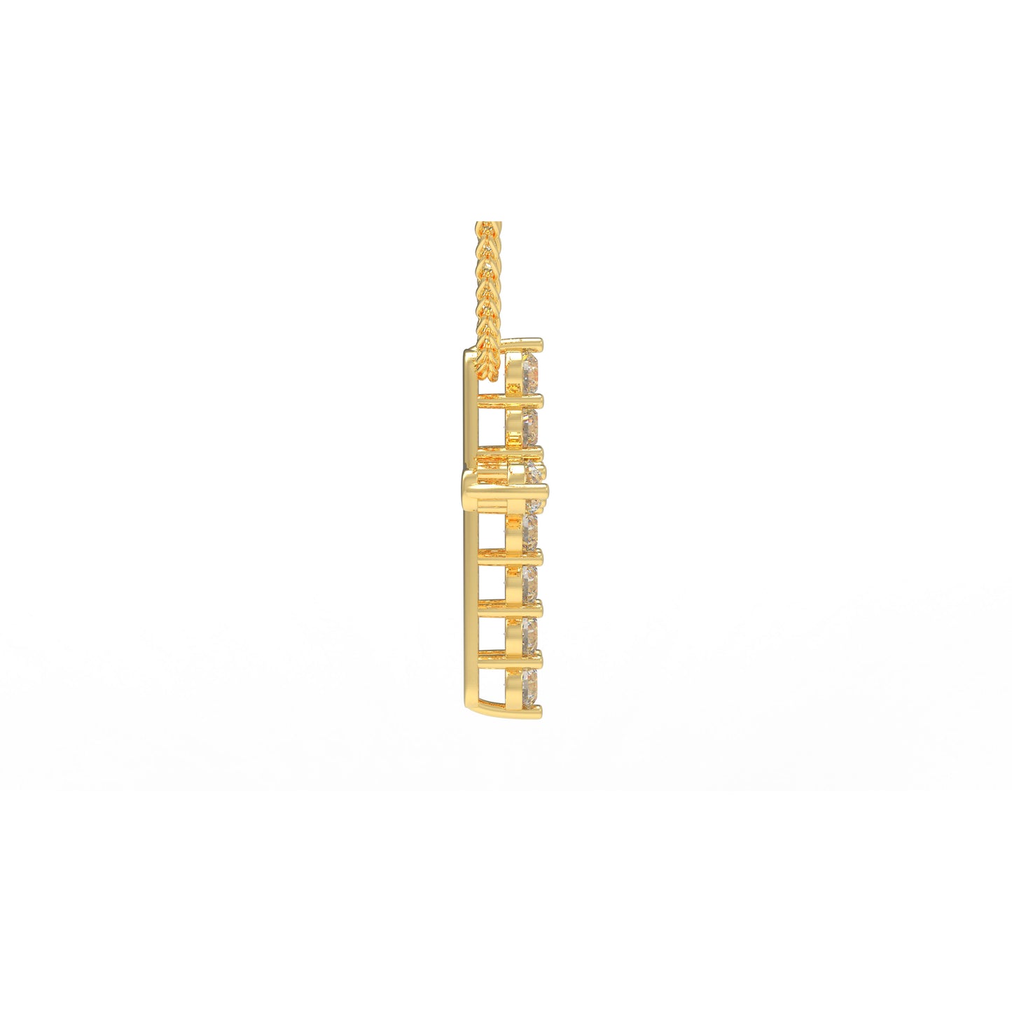 10K/14K Yellow Gold Cross Lucky Pendant Necklace with 0.7ct Lab Grown Diamonds, 11 Stones of 3mm Diameter, Perfect Gift for Women, Girlfriend, Wife, Mom, Client on Birthday, Anniversary, Mother's Day