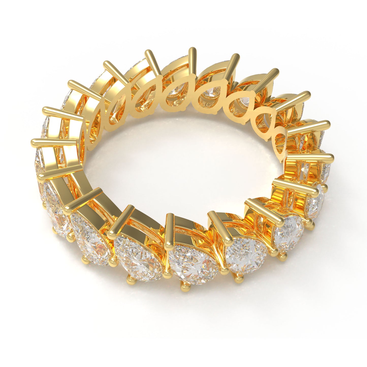 10K/14K Yellow Gold Pear Lab Grown Diamond Eternity Band 3CT Wedding Proposal Anniversary Ring
