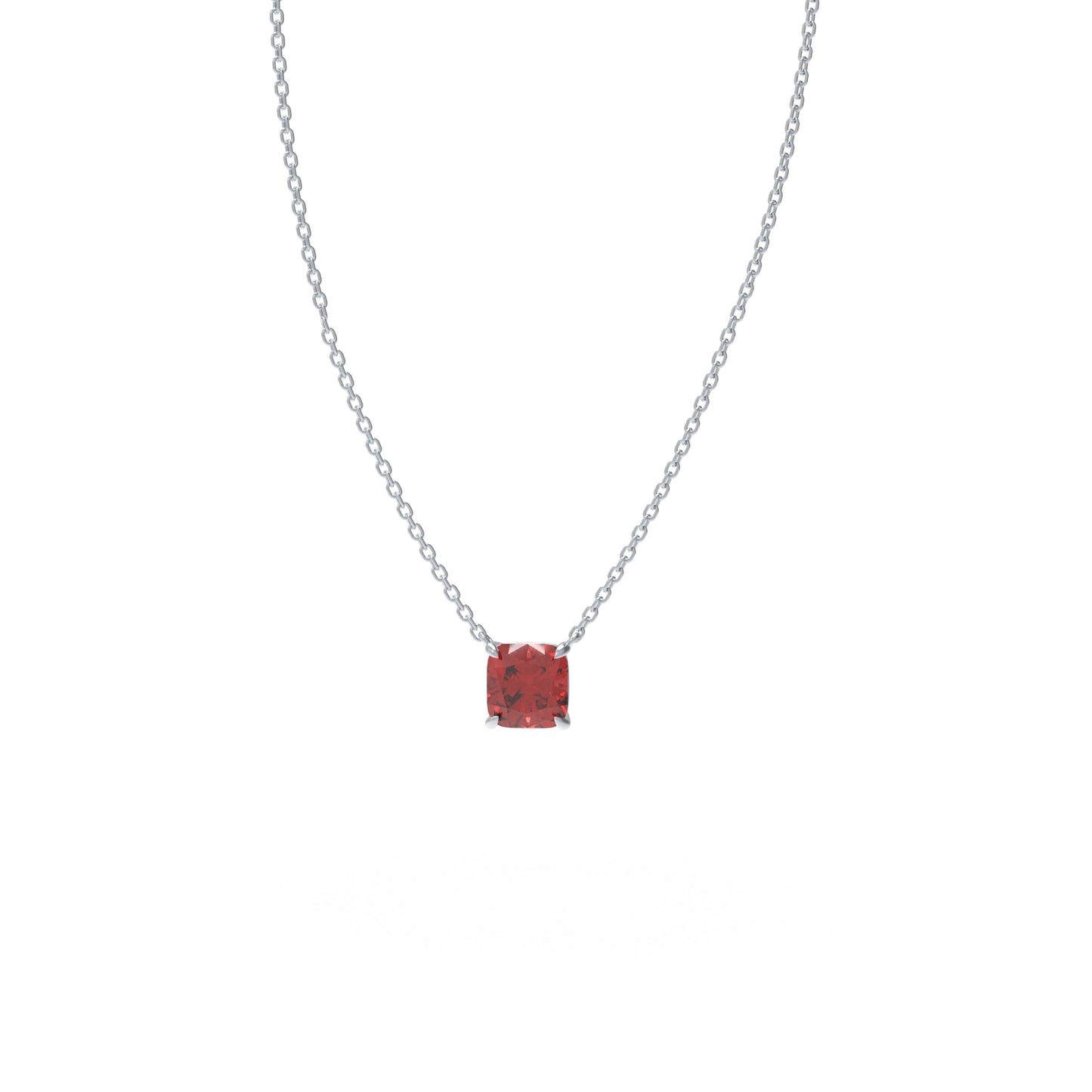 Handmade 925 Sterling Silver Cushion Cut Lab-Grown Ruby Pendant, Luxury Jewelry Gift for Her