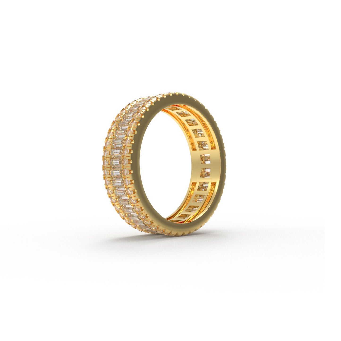 10K/14K/18K Yellow Gold 1CT Round & 2CT Eternity Ring with Fancy Cut Lab Grown Diamonds (D-E Color, VVS1-VVS2 Clarity) - Ideal for Wedding, Proposal, Anniversary