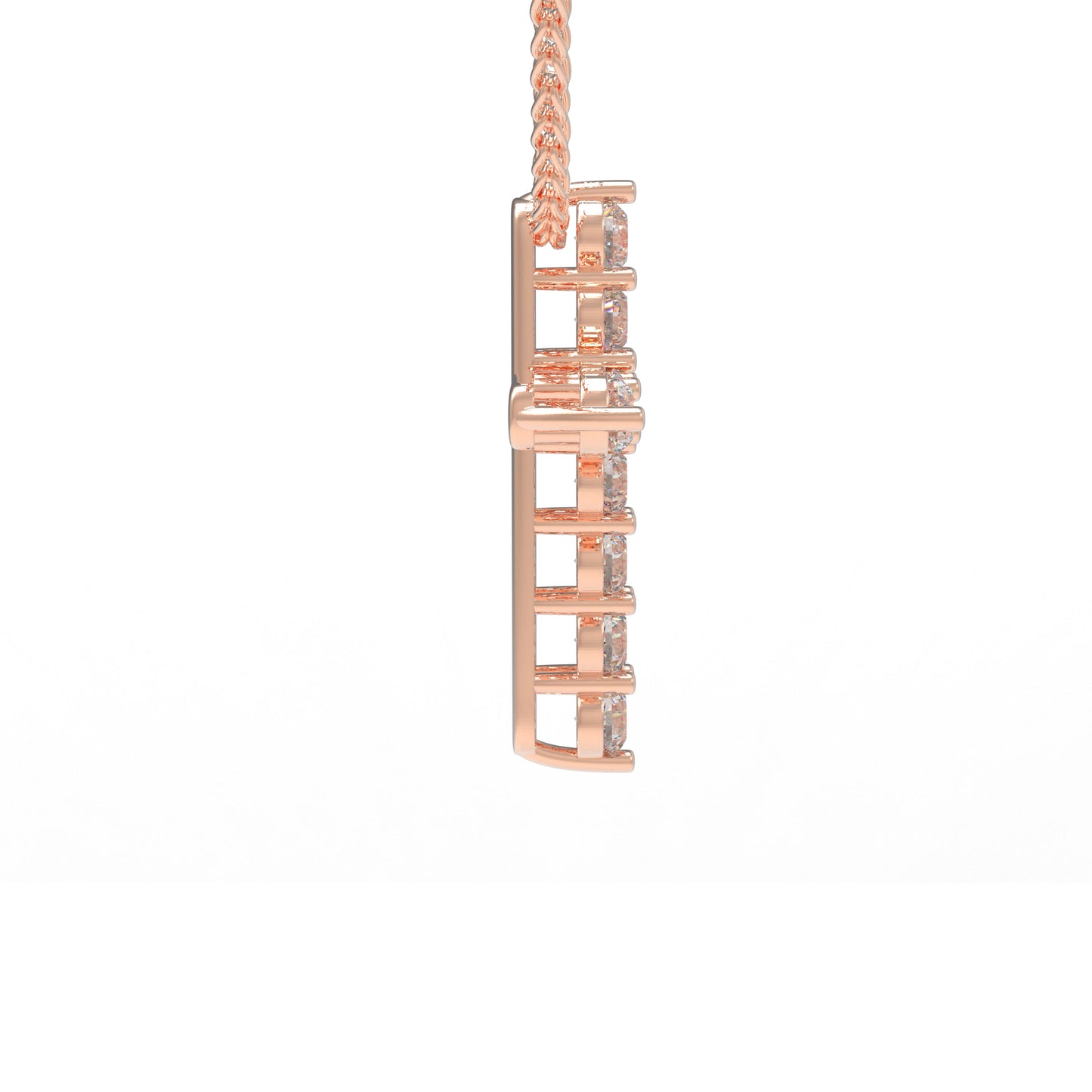 10K/14K Rose Gold Pendant Necklace with 1ct Lab-Created Diamonds (11 Round 3mm, VVS1-VVS2 D-E) - 450mm Chain, Gift for Her